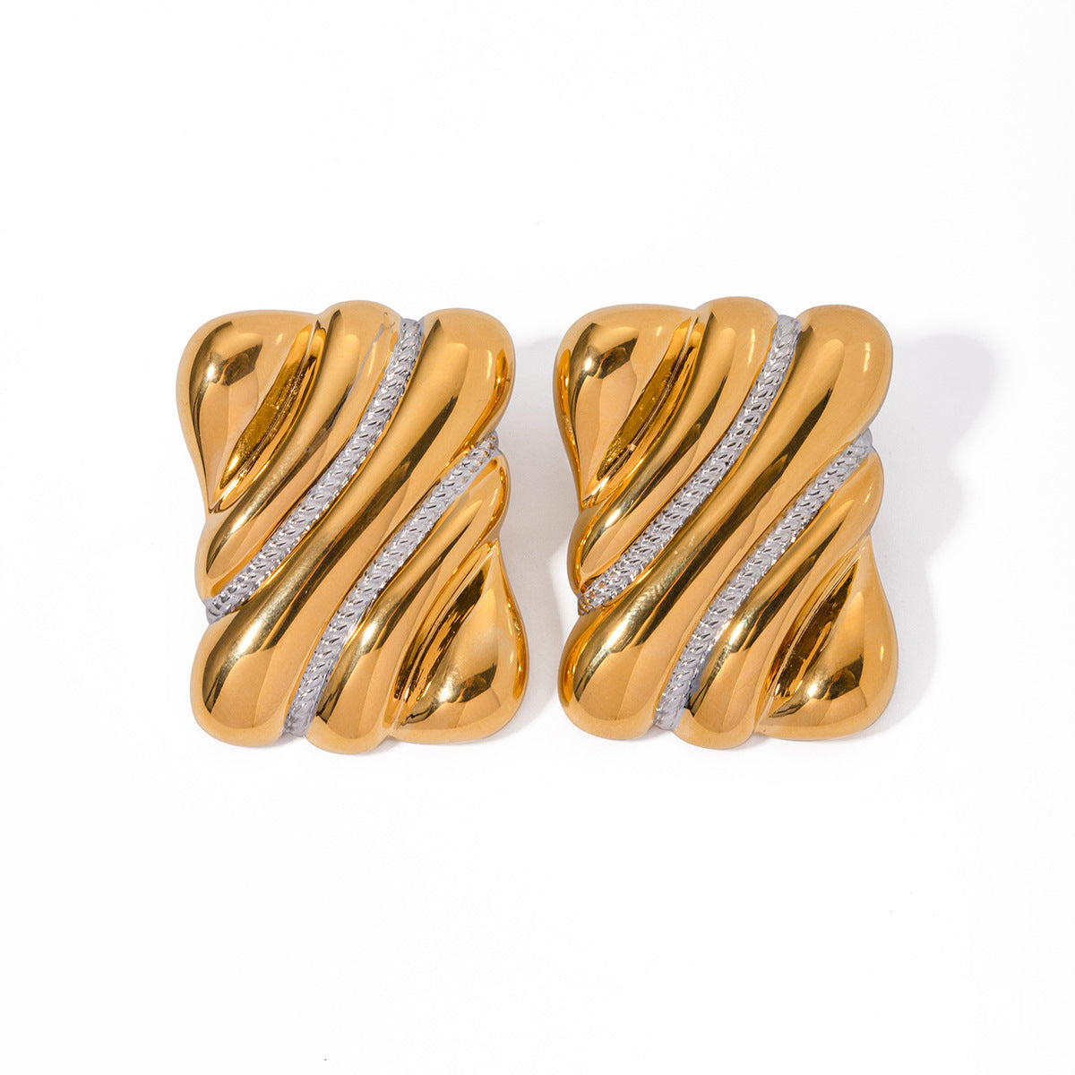 Pendientes de aleación geométricos minimalistas para mujer con acabado chapado y postes de acero inoxidable