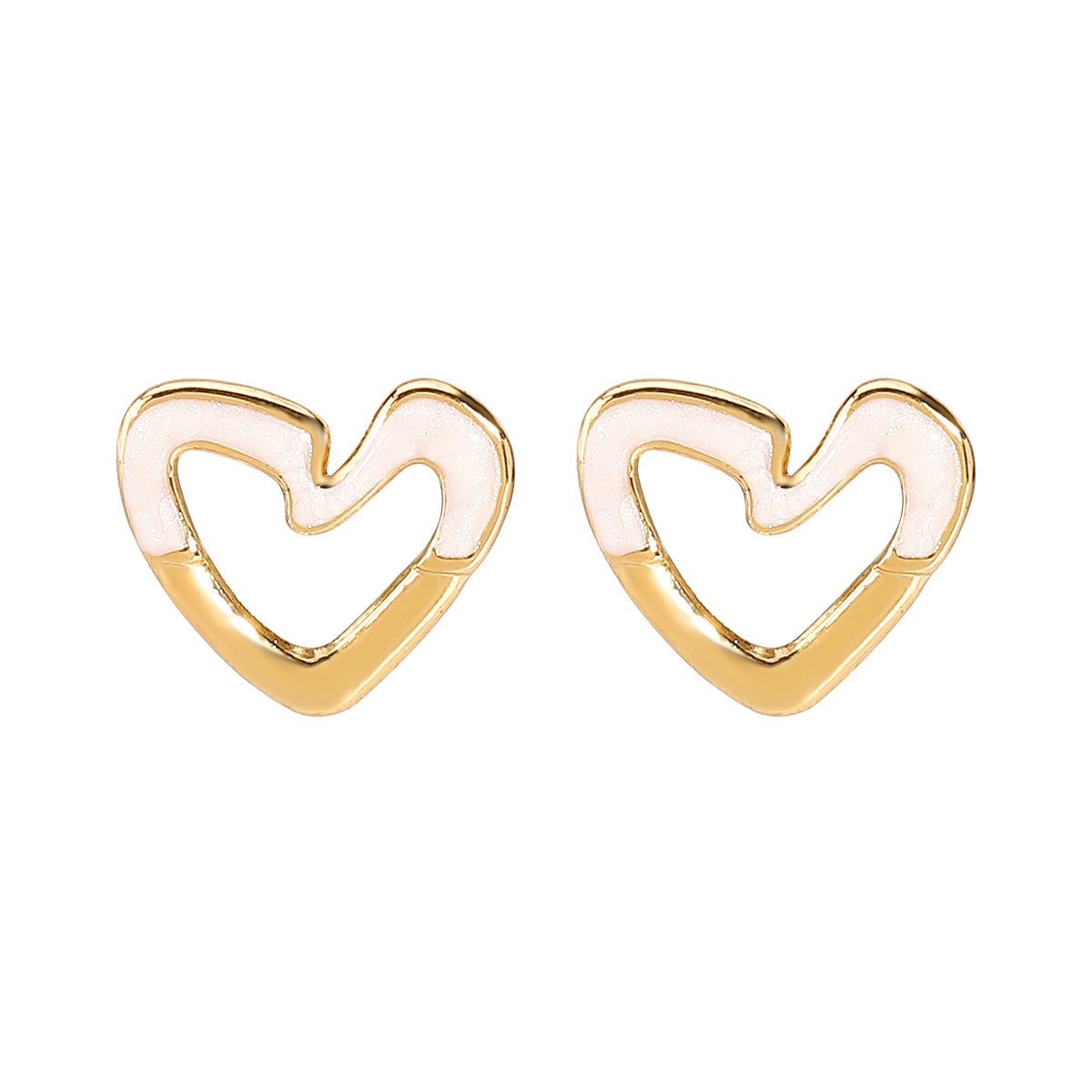 Retro Minimalist Heart-Shaped Stainless Steel Earrings with Enamel Finish for Women
