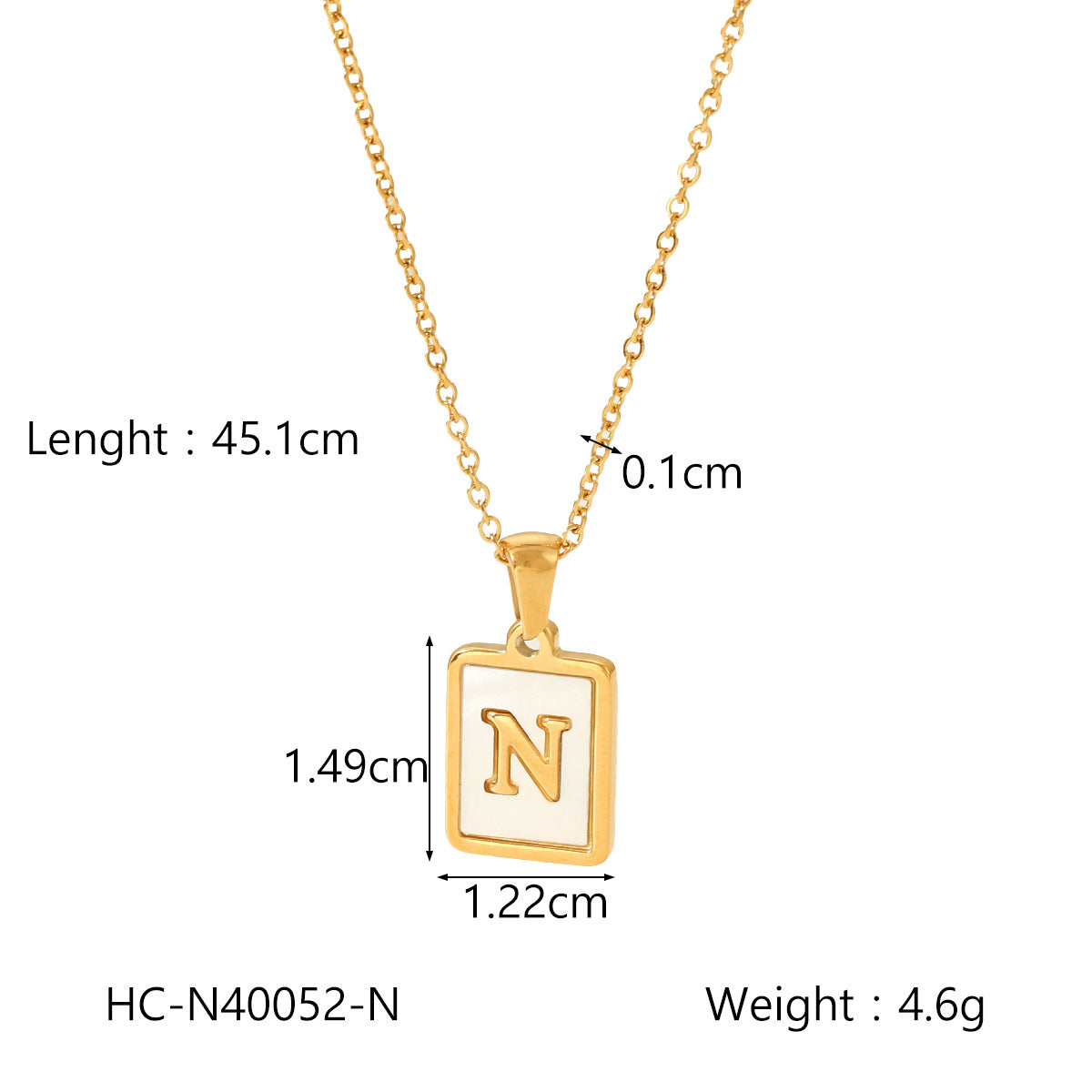 Minimalist Letter Pendant Necklace in Titanium Steel with 18K Gold Plating on Stainless Steel Chain for Women