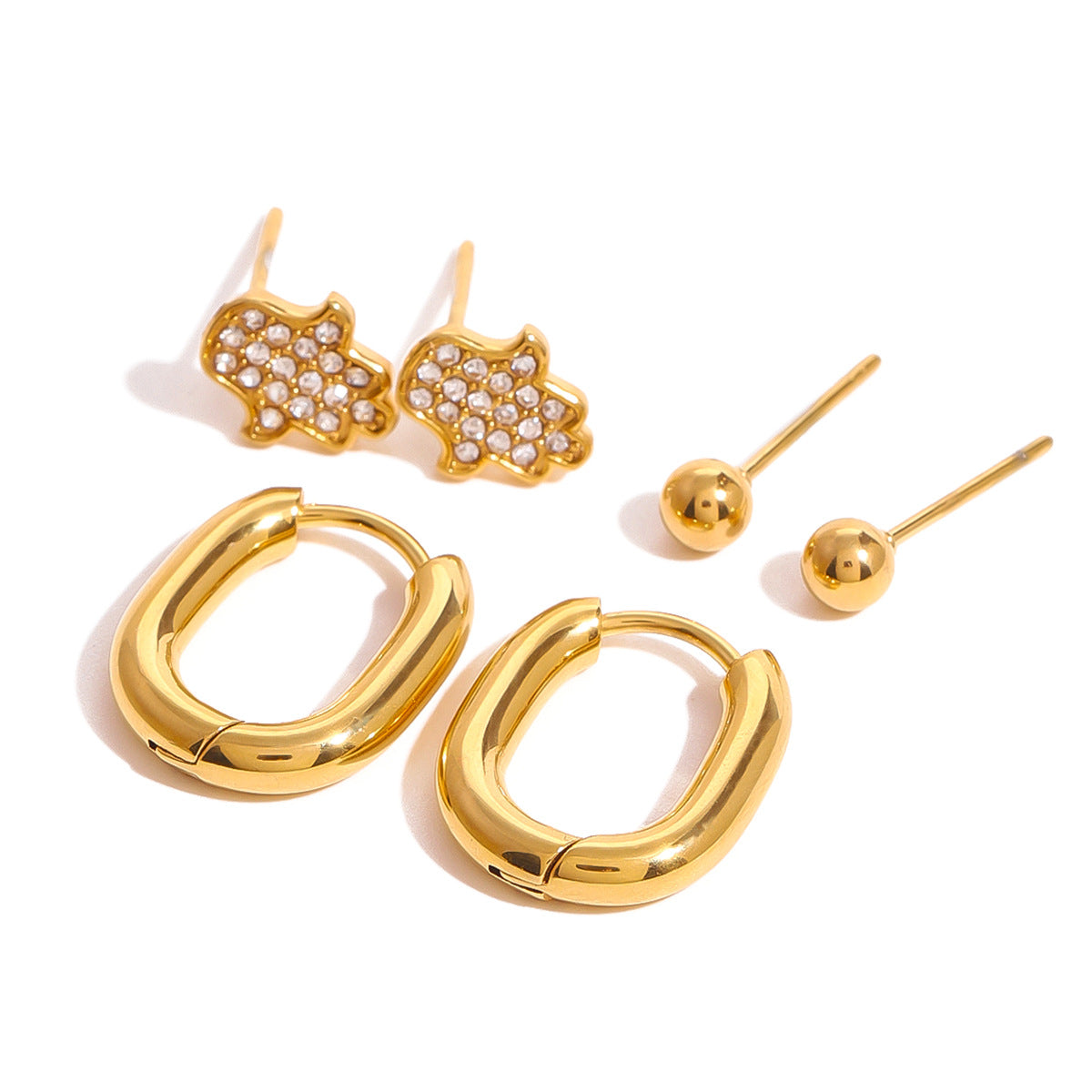 Pendientes Minimalistas Redondos Geométricos de Acero Inoxidable con Acabado Chapado para Mujer