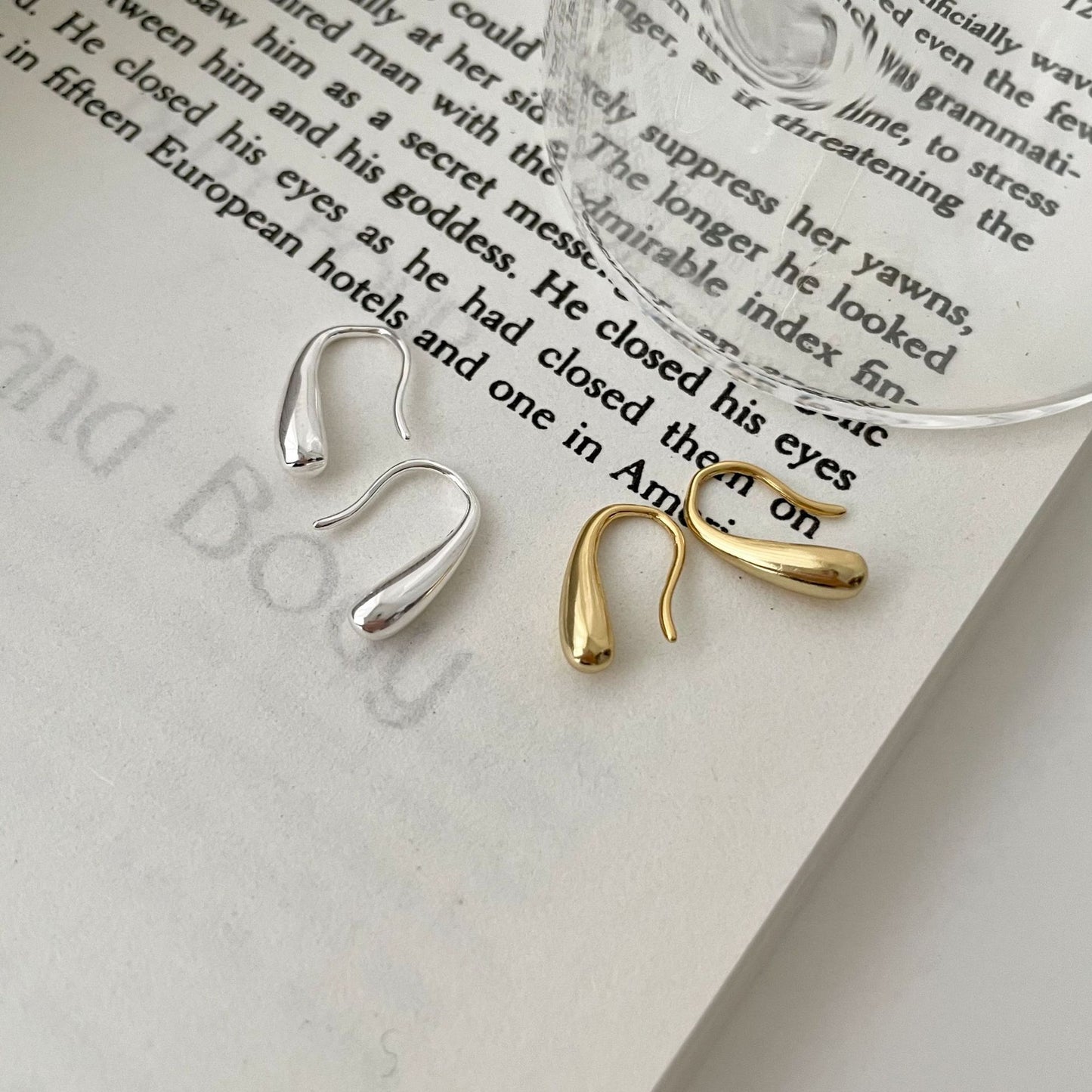 Orecchini a goccia geometrici minimalisti in argento sterling 925