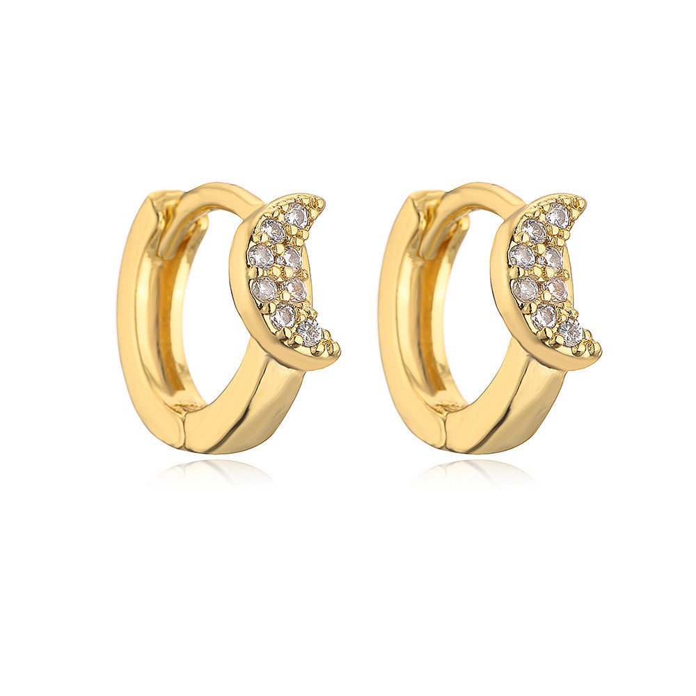 Minimalist Geometric Copper Hoop Earrings with 18K Gold Plating and Micro-Pave Zirconia for Women