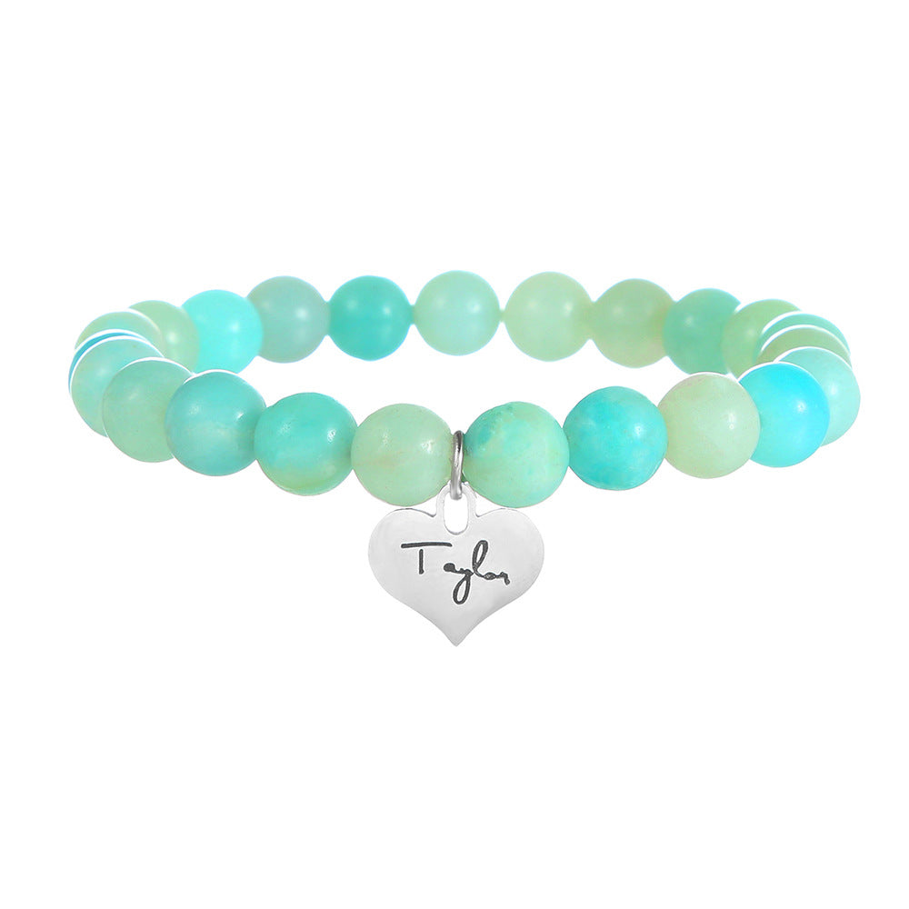 Taylor Zebra Print Heart Geometric Gemstone Stainless Steel Bracelet for Women