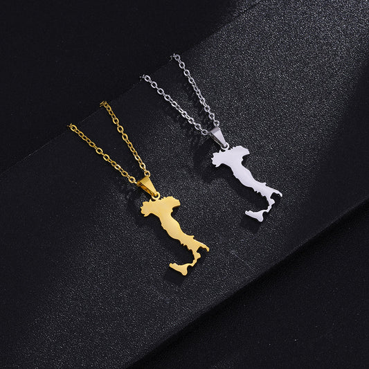 Collana pendente geometrica stile etnico in acciaio inossidabile con finitura placcata per donne e uomini, collana a strati a catena O minimalista