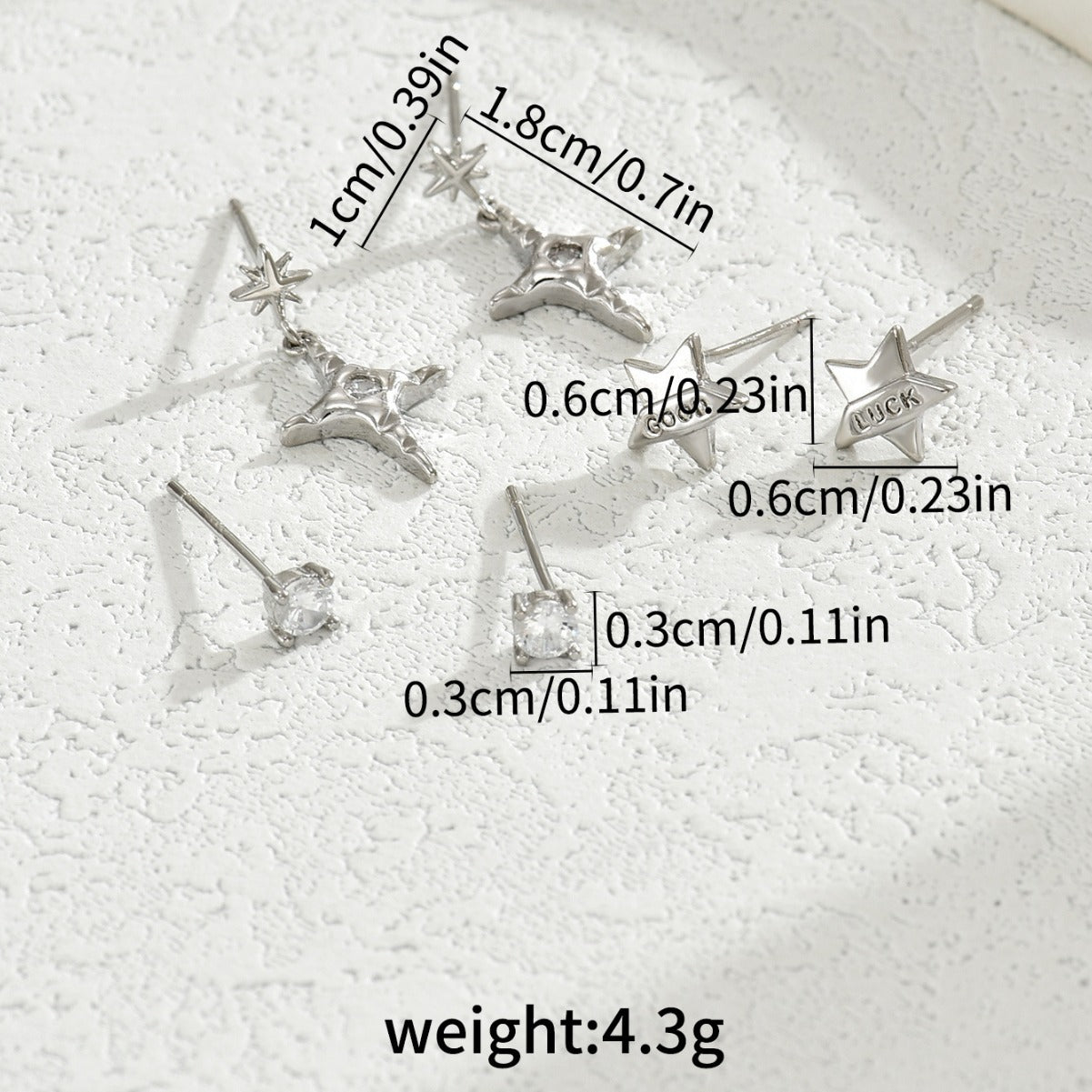 Pendientes de Cobre con Forma de Estrella Minimalista y Incrustaciones de Circonita para Mujer, Diseño Geométrico, Estilo Fresco y Dulce