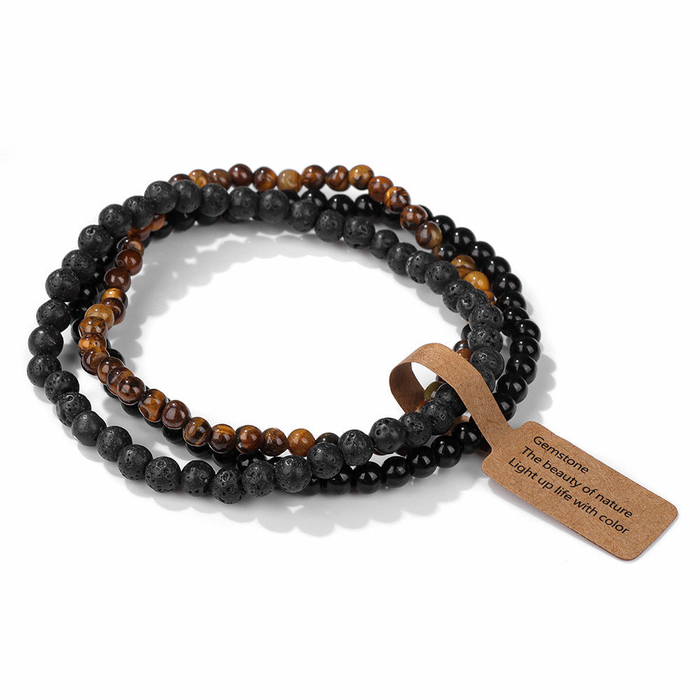 Vintage Geometric Agate Beaded Bracelet Unisex Natural Stone Jewelry