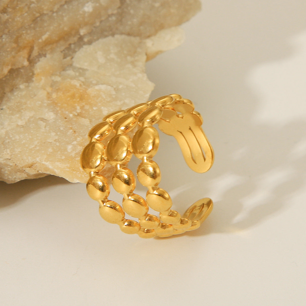 Fashionable Geometric Open Ring 18K Gold Plated Stainless Steel Women's Jewelry