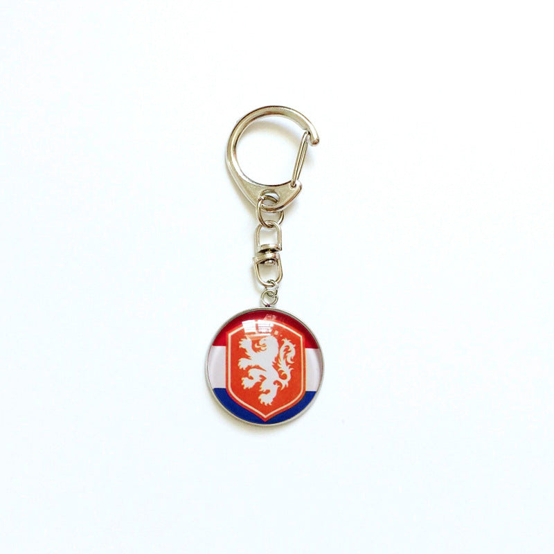 Sporty Round Stainless Steel Keychain National Football Team Souvenir Gift