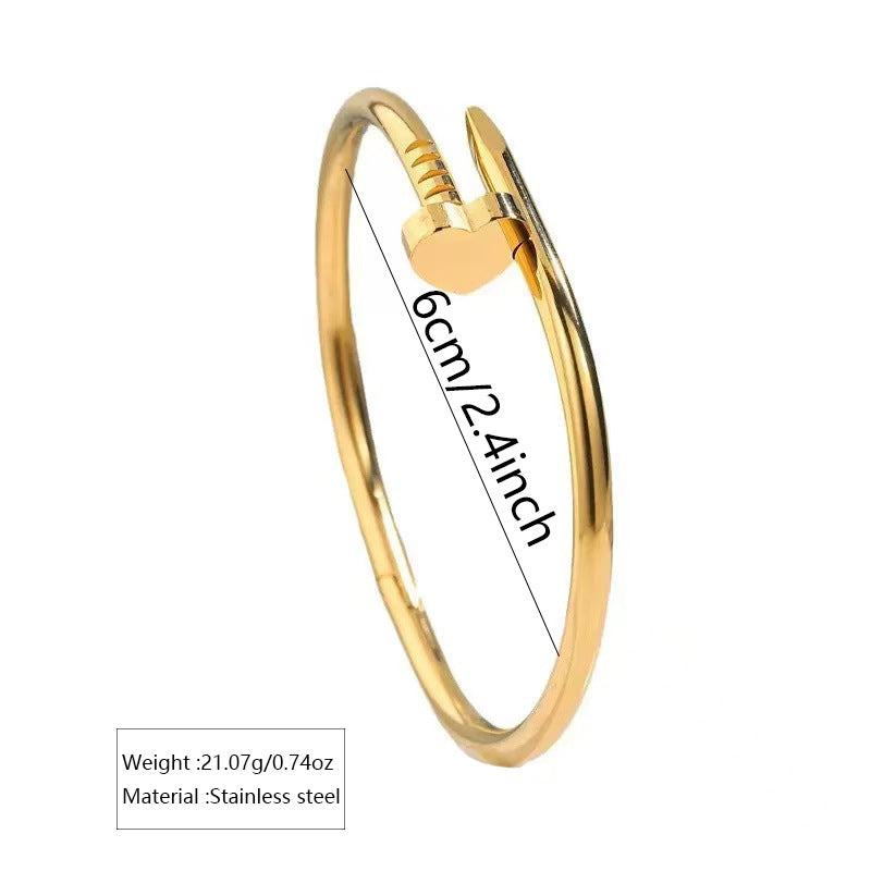 Elegant 18K Gold Plated Geometric Round Titanium Steel Bracelet