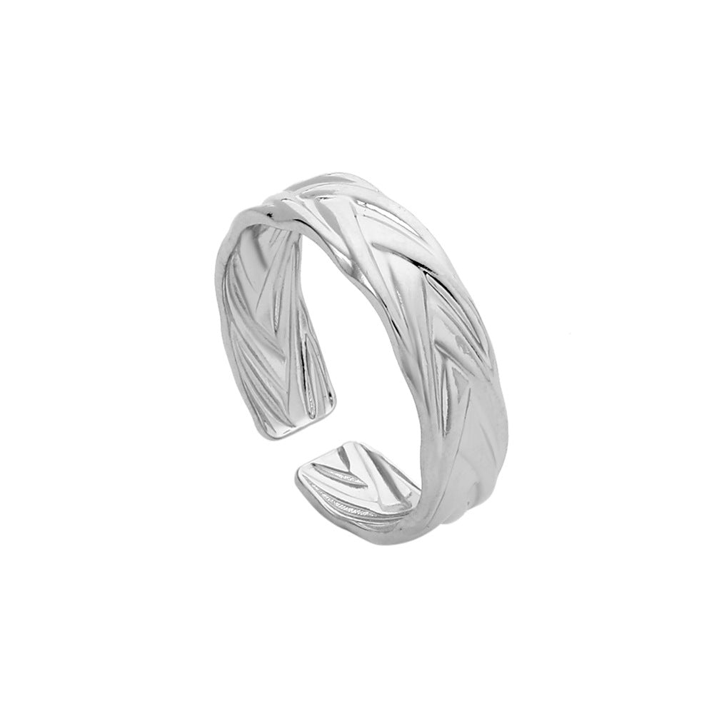 Minimalist Geometric Round Hollow Plated Titanium Steel Open Ring for Unisex