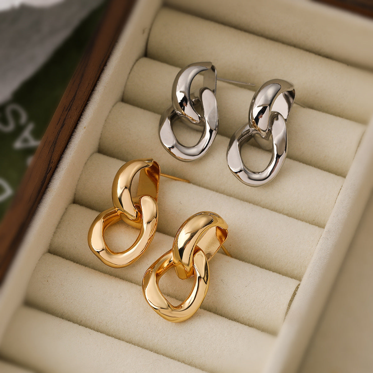 Minimalist Geometric Copper Earrings with Real Gold Plating for Women, Irregular Shape Fashion Ear Jewelry