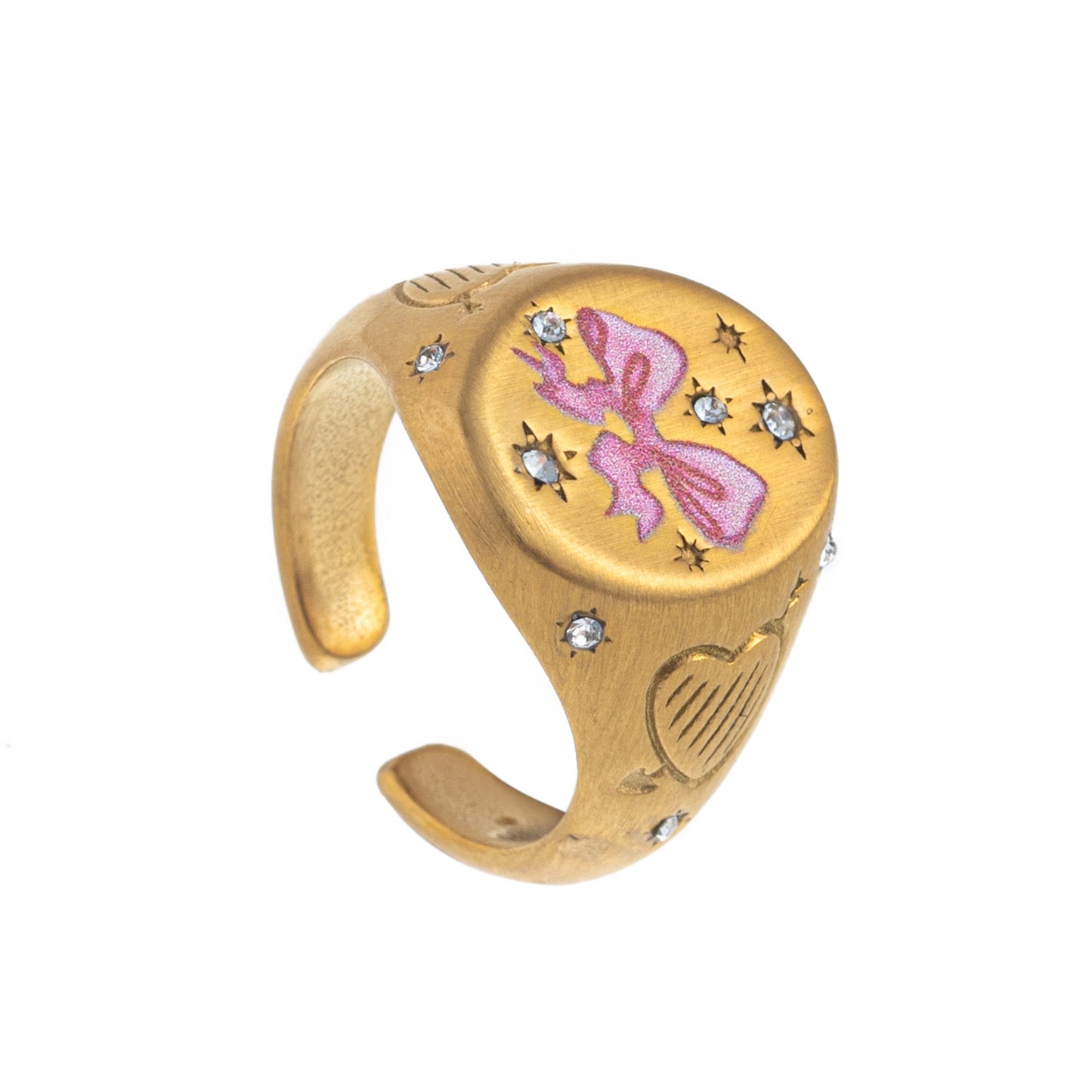 Fashion Heart Animal Stainless Steel PVD Ring