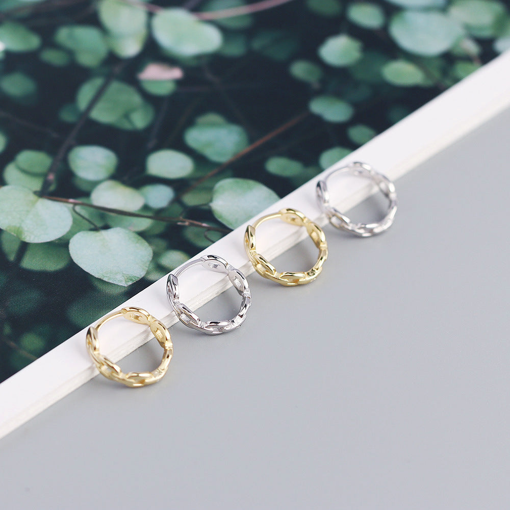 Minimalist Cold-Tone Silver Ear Cuffs with Metal Chain Design for Women S925 Sterling Silver Electroplated Earrings