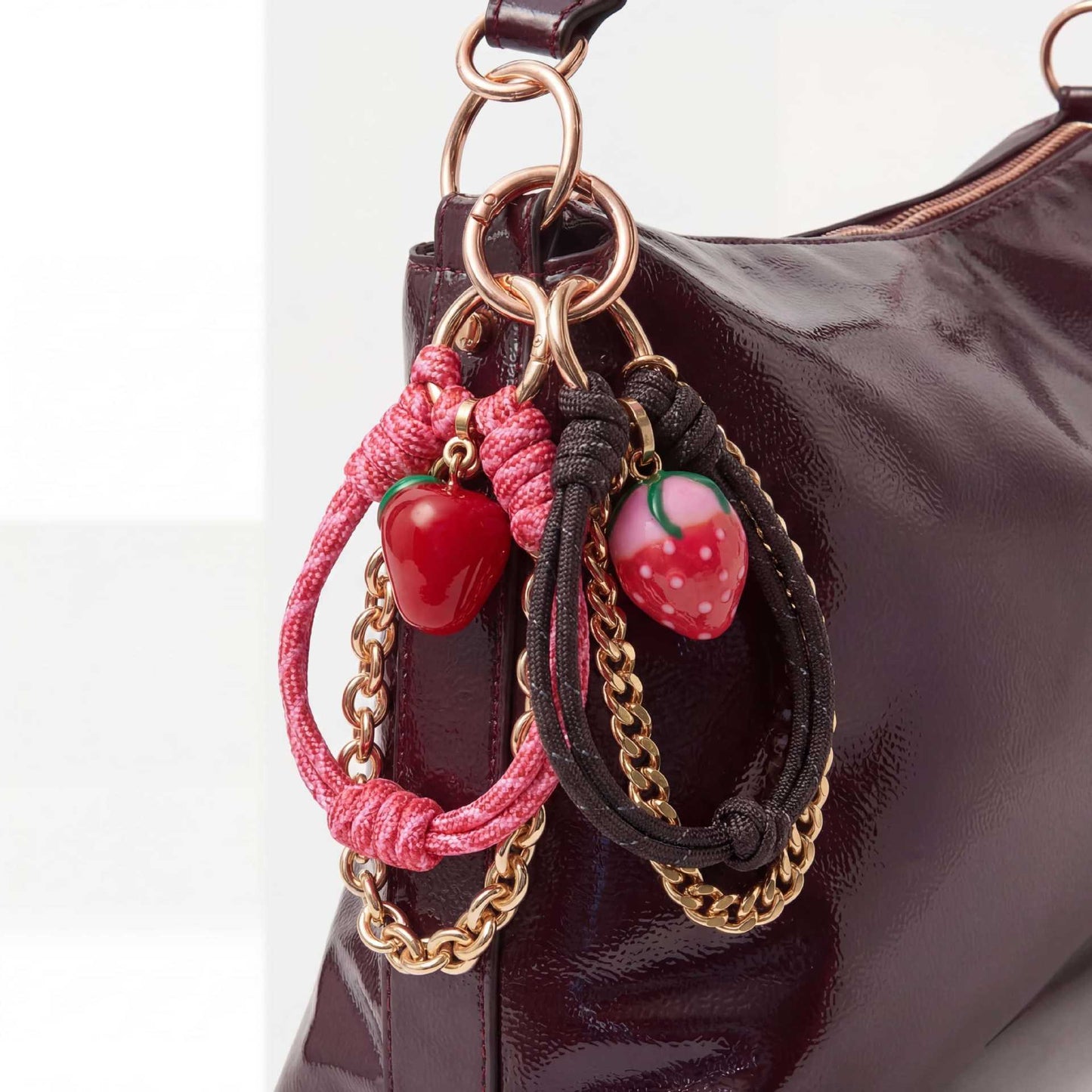 Vintage Minimalist Elegant Plated Alloy Star Moon Bag Charm with Fruit Elements
