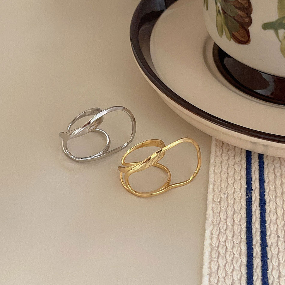 Minimalist Punk 925 Sterling Silver Oval Geometric Ring