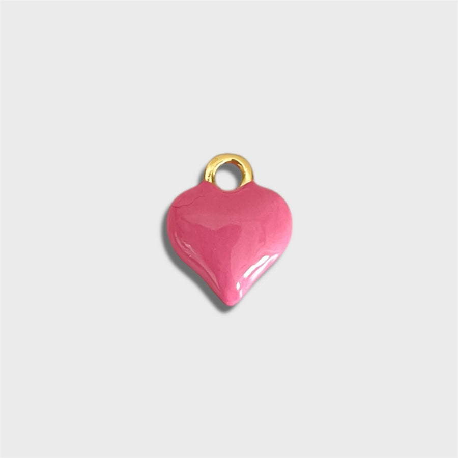 Love Heart Rhinestone Drip Oil Plated Titanium Steel Charm Bar Pendant for Women