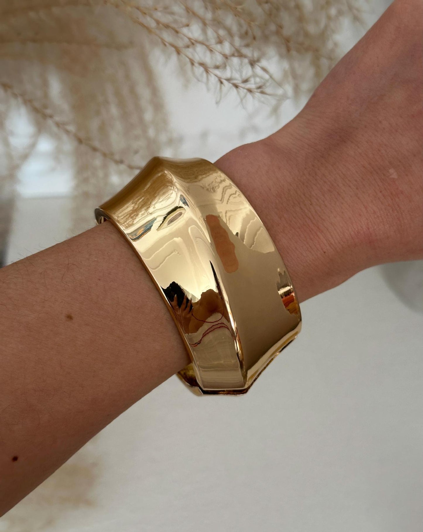 Bracciale a Polsino in Lega Placcata, Geometrico, Lusso Minimalista