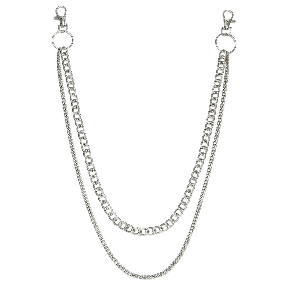 Hip-hop Punk Zinc Alloy Polished Cuban Link Chain Waist Chain with Tassel