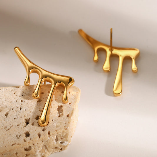 Geometric Plated Stainless Steel Titanium Stud Earrings for Women