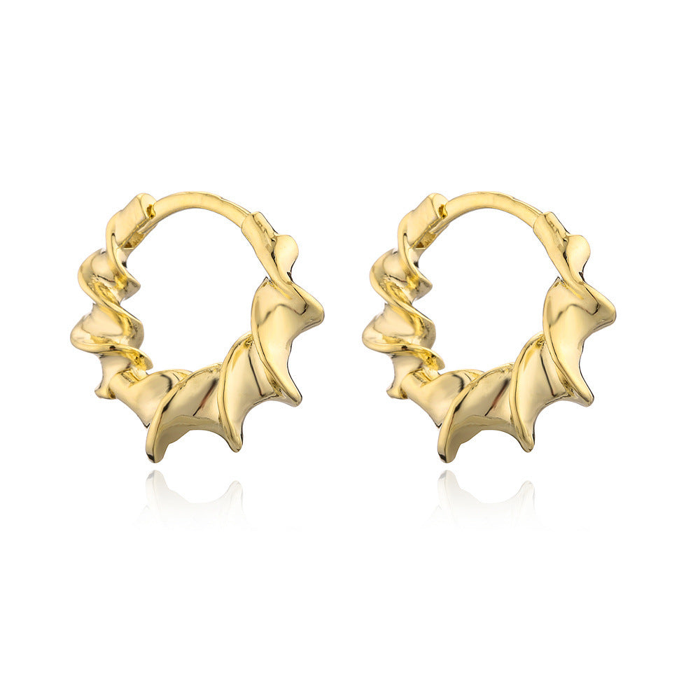 Minimalist Geometric Copper Hoop Earrings with 14K Gold Plating and 925 Sterling Silver Posts for Women