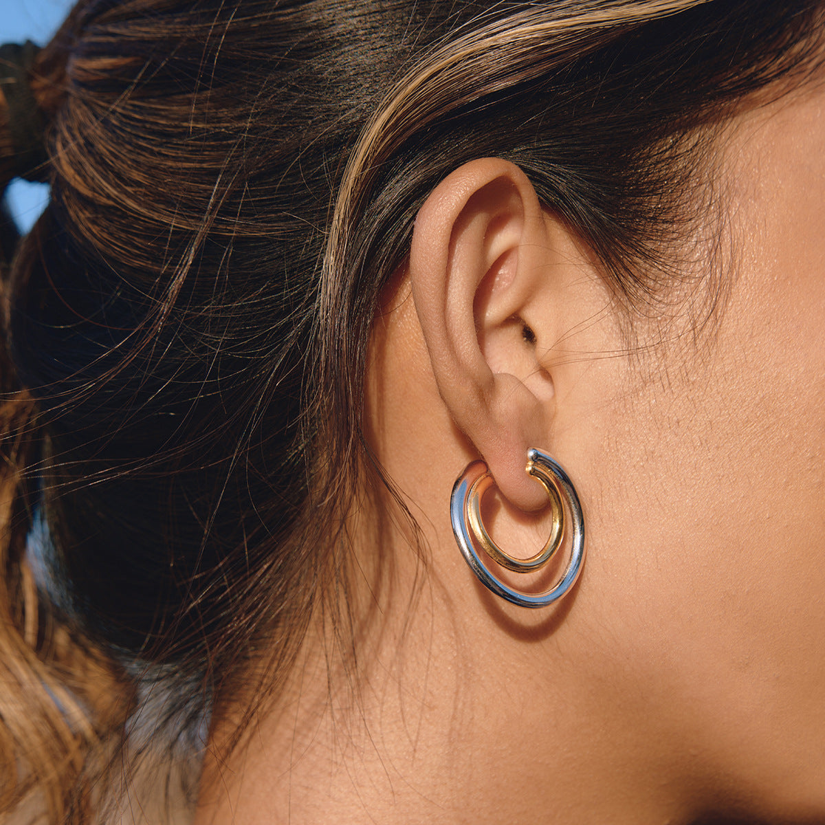 Elegant Geometric Stainless Steel PVD Plated Asymmetrical Earrings for Women