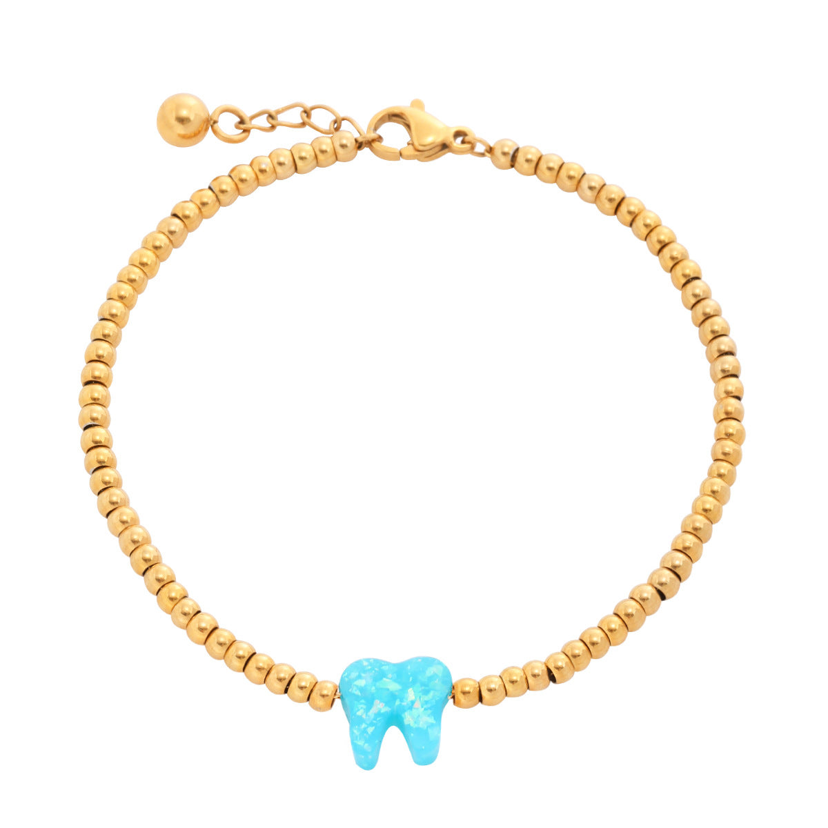 Bracciale da donna in acciaio inossidabile placcato oro 18 carati a forma di dente colorato