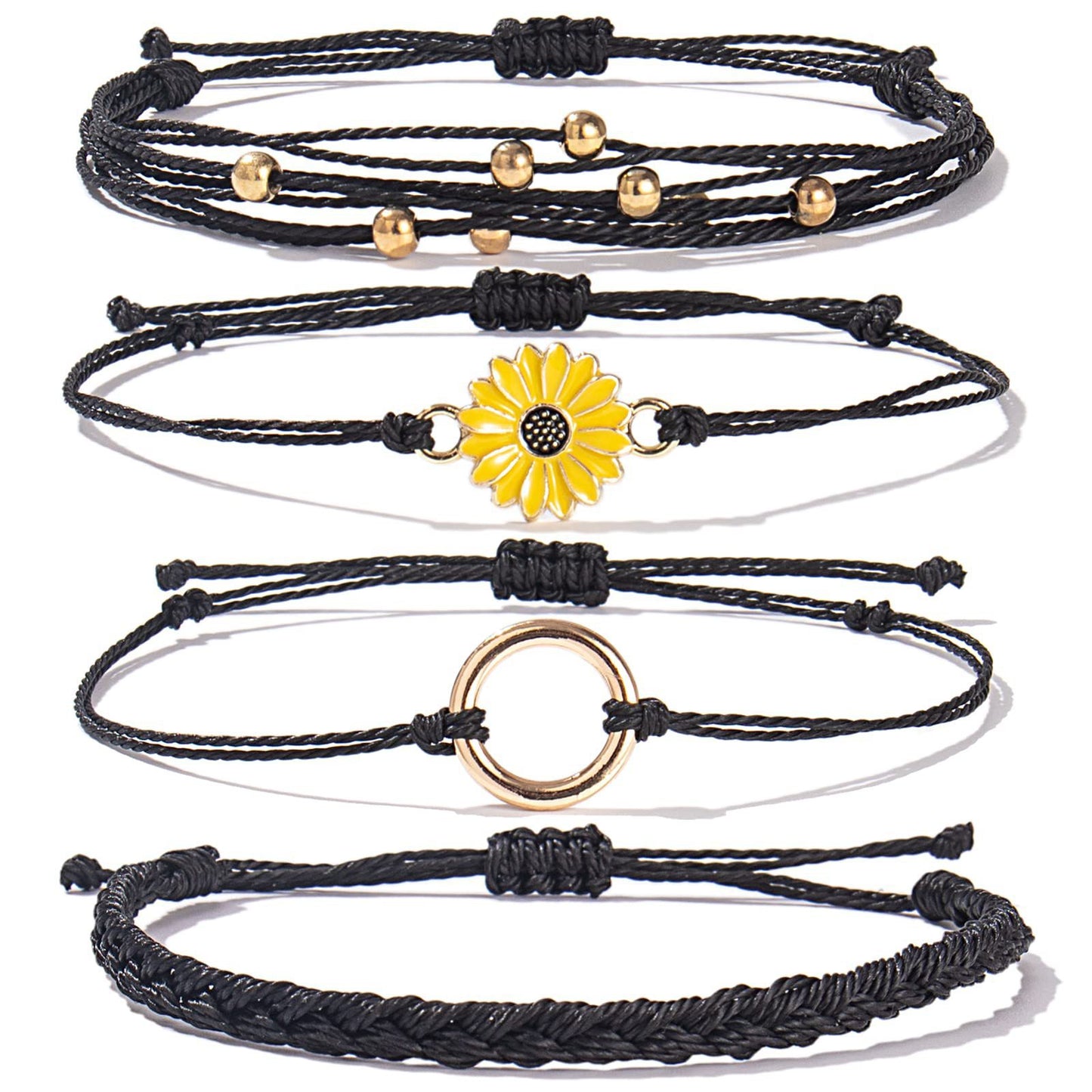 Bohemian Floral Sunflower Handmade Woven Bracelet for Women