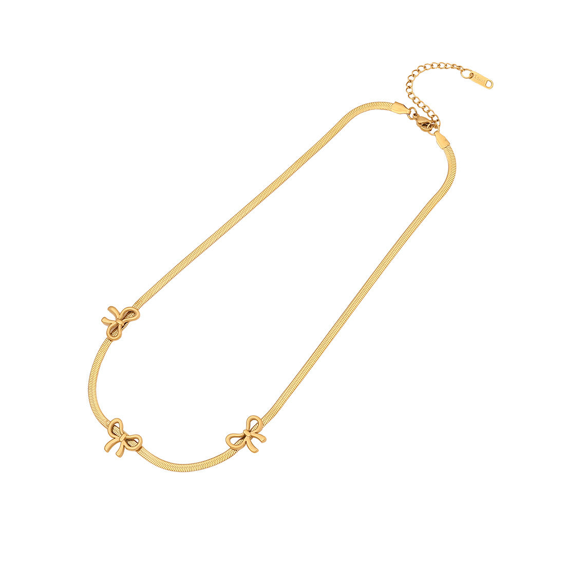 Collana con ciondolo a fiocco alla moda in acciaio inossidabile con nappe di perle su catena a O da donna