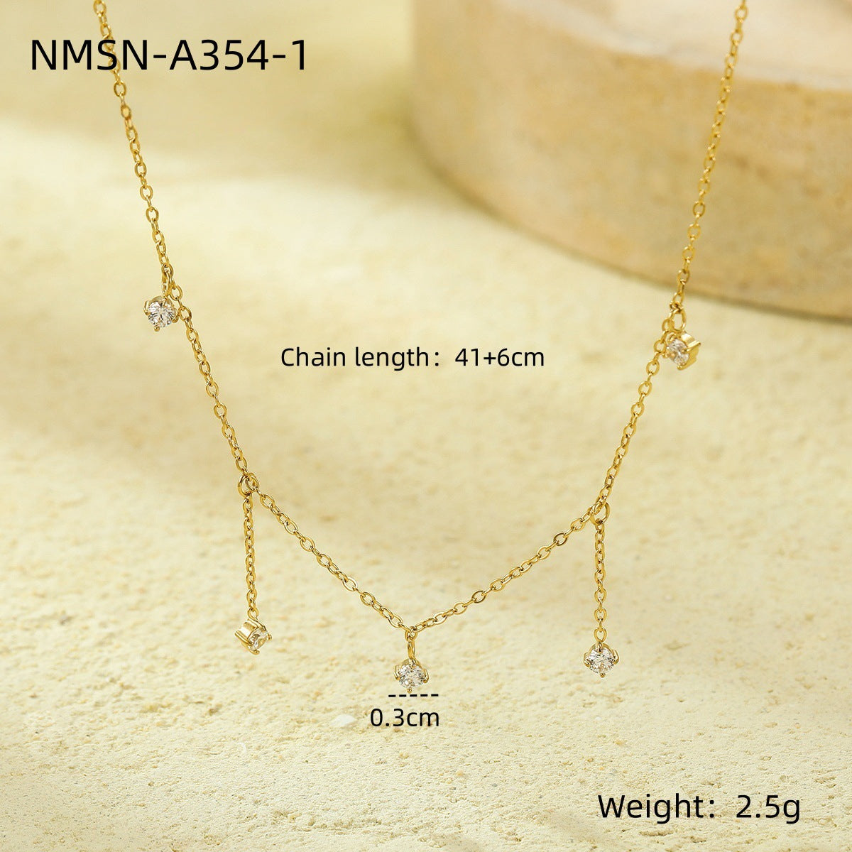Minimalist Tassel Pendant Necklace in Stainless Steel with Rhinestone Inlay for Women