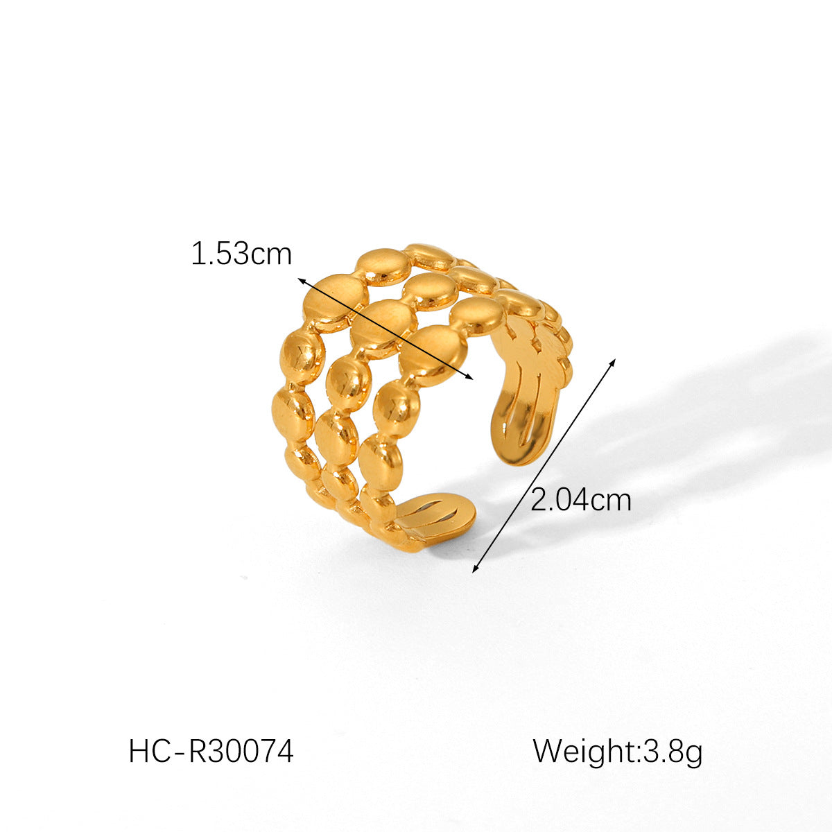 Minimalist Geometric Open Ring for Women in Titanium Steel with Plated Finish Adjustable Stackable Band