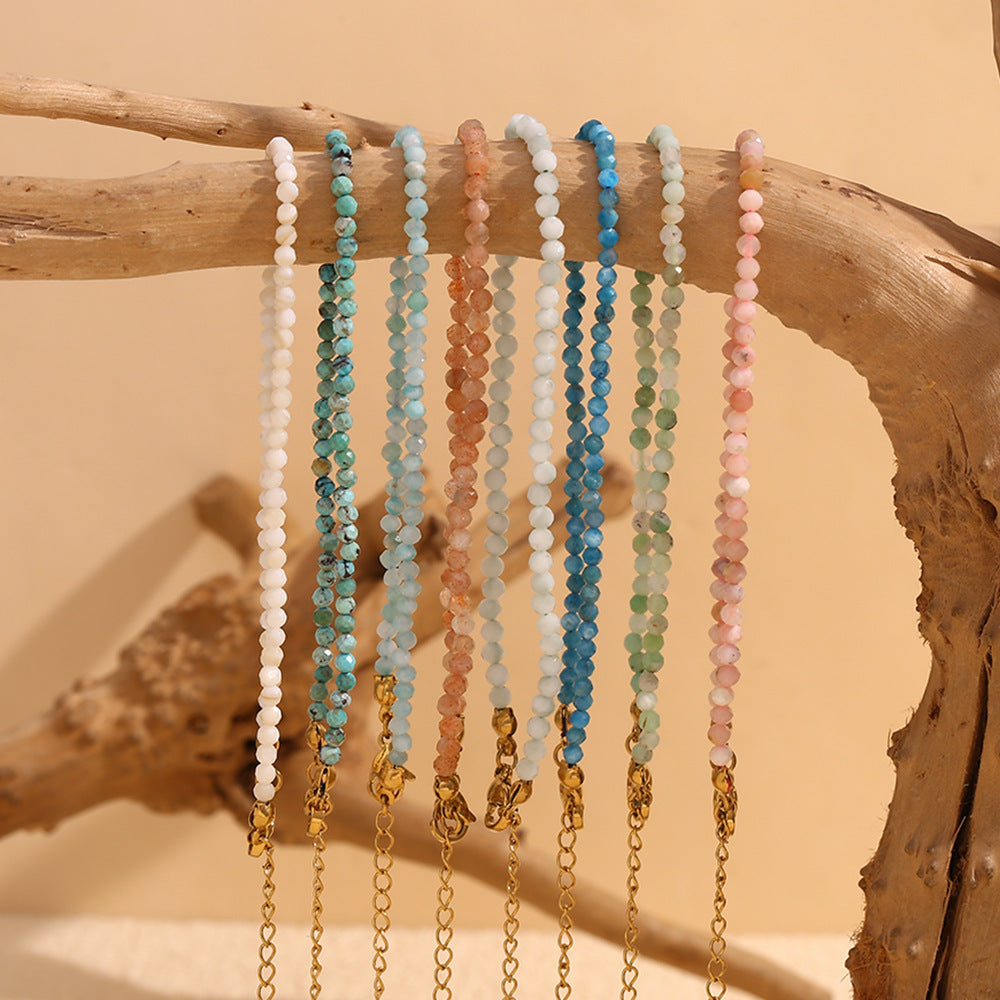 Elegant Geometric Stainless Steel 18K Gold Plated Natural Opal Bracelet for Women
