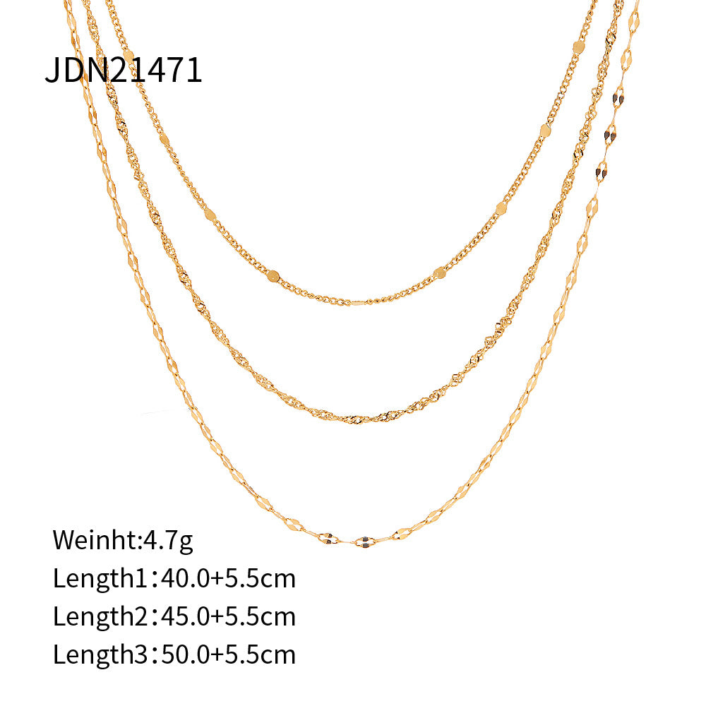 Collana da donna minimalista geometrica in acciaio al titanio placcato con dettagli sottili in acciaio inossidabile catena clavicola