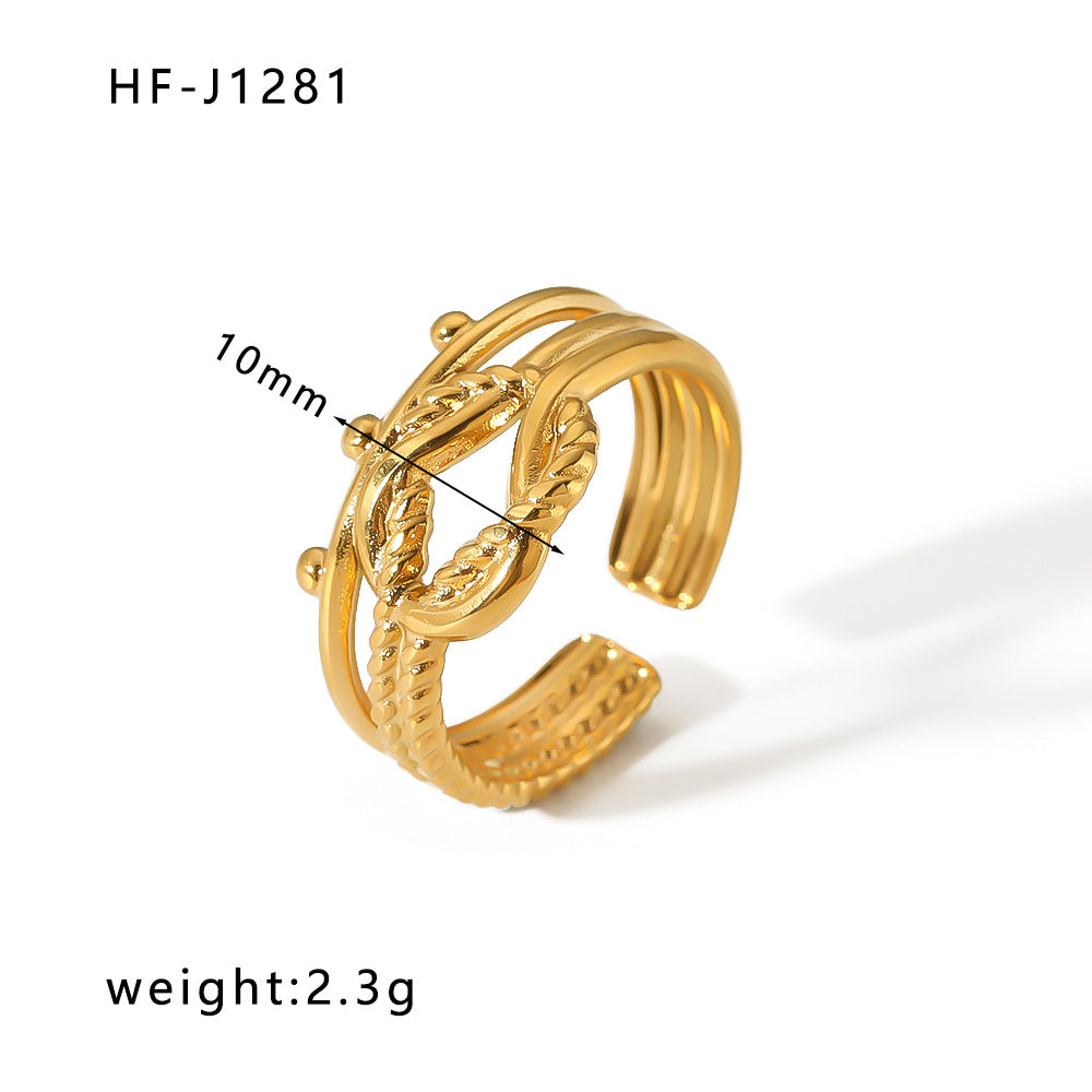 Minimalist Geometric Stainless Steel Ring with 18K Vacuum Plated Finish for Women