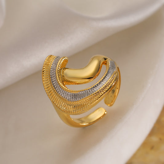 Minimalist Irregular Geometric Open Ring for Women in Copper with Electroplated Finish