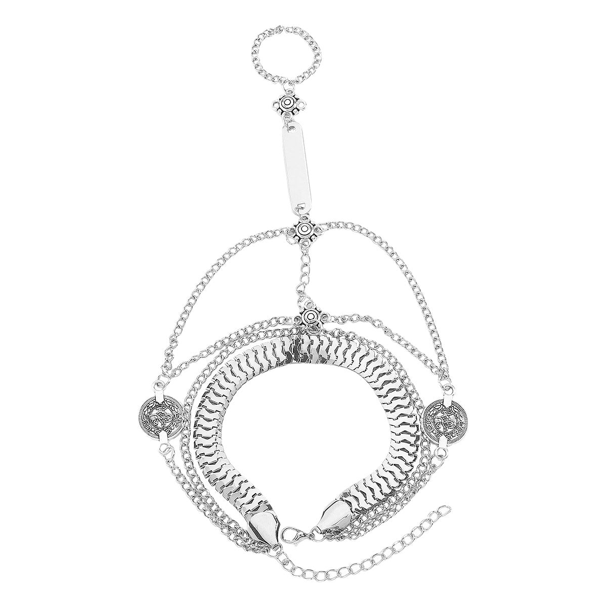 Bracciale da dito geometrico minimalista ad incastro per donna con finitura in ferro galvanizzato
