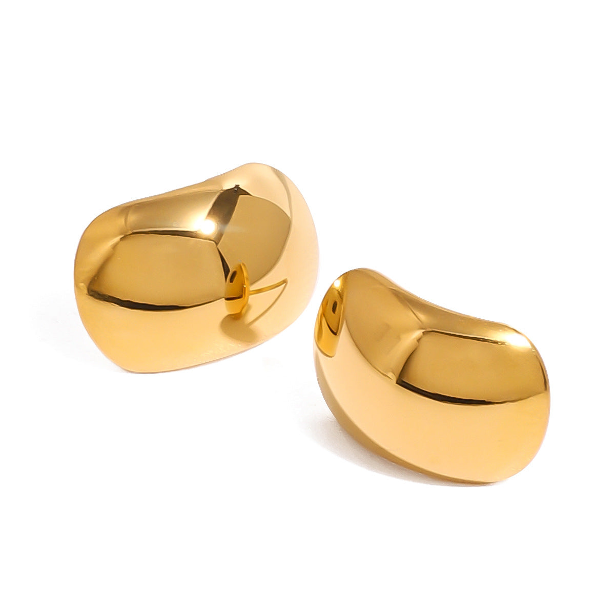 Elegant Minimalist Geometric Oval Polished Plated Stainless Steel Earrings