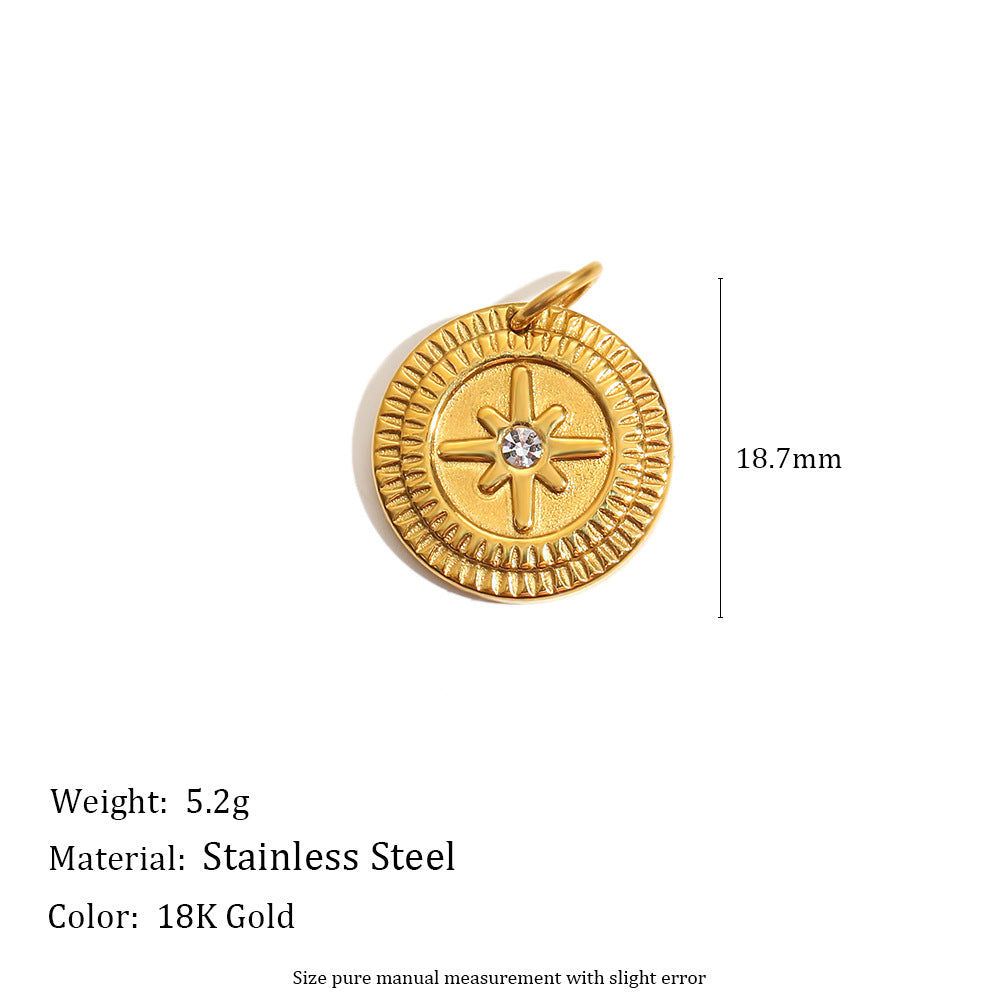 Barretta a Moneta Quadrata Geometrica Regina in Acciaio Inox Placcato Oro 18K