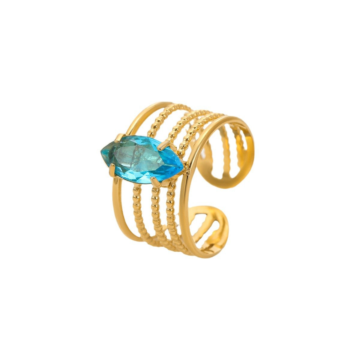 Anillo minimalista de acero inoxidable chapado para mujer, con forma de gota de agua y diseño calado, accesorio de moda de lujo