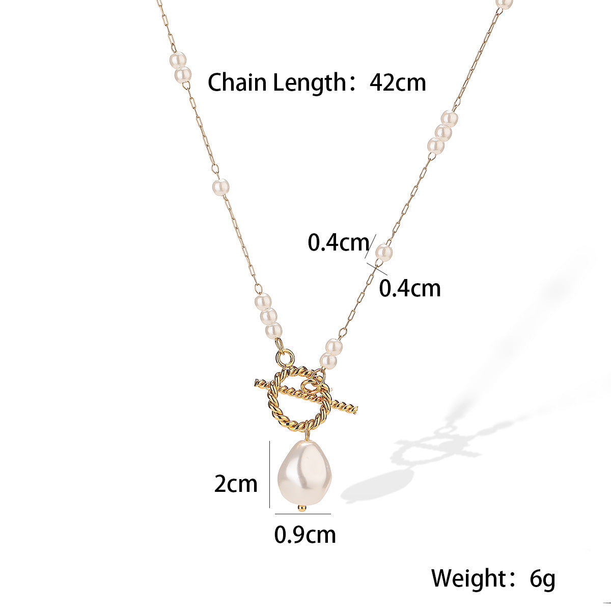 Collar de Acero Inoxidable con Geometría Minimalista y Baño de Oro de 18K para Mujer, Colgante de Perla Irregular en Cadena a la Clavícula