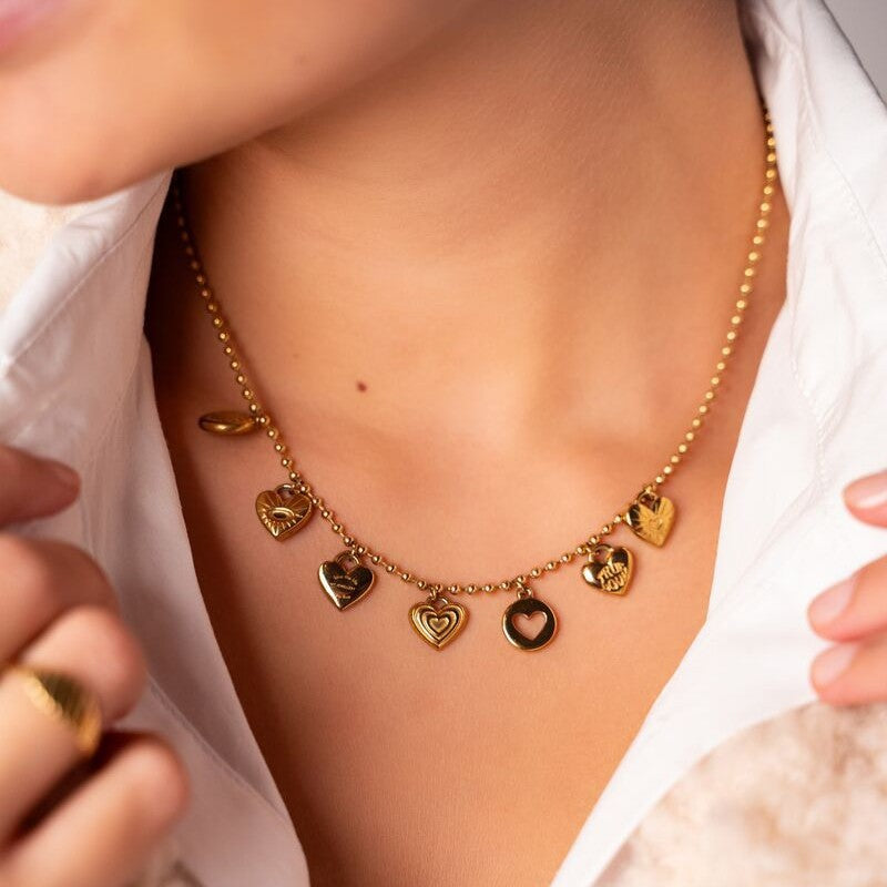 Minimalist Geometric Heart Stainless Steel PVD Gold Plated Charm Bar