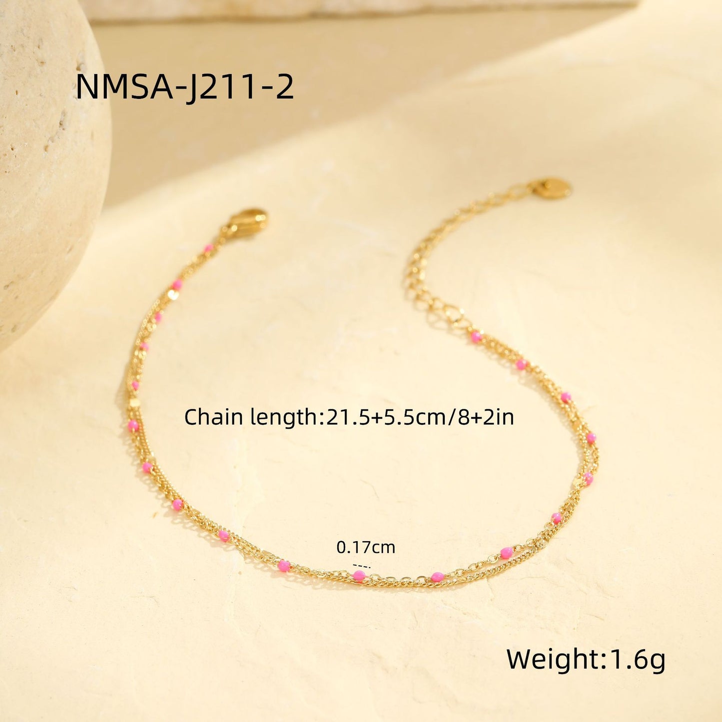 Cavigliera Minimalista Geometrica in Acciaio Inossidabile con Smalto Colorato per Uomo e Donna