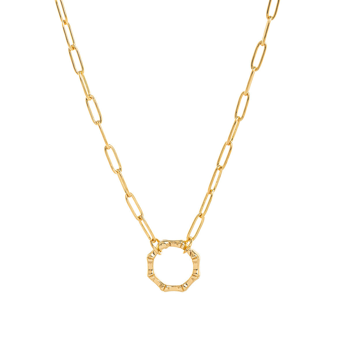 Minimalist 18K Gold Plated Round Square Geometric Stainless Steel Pendant Necklace