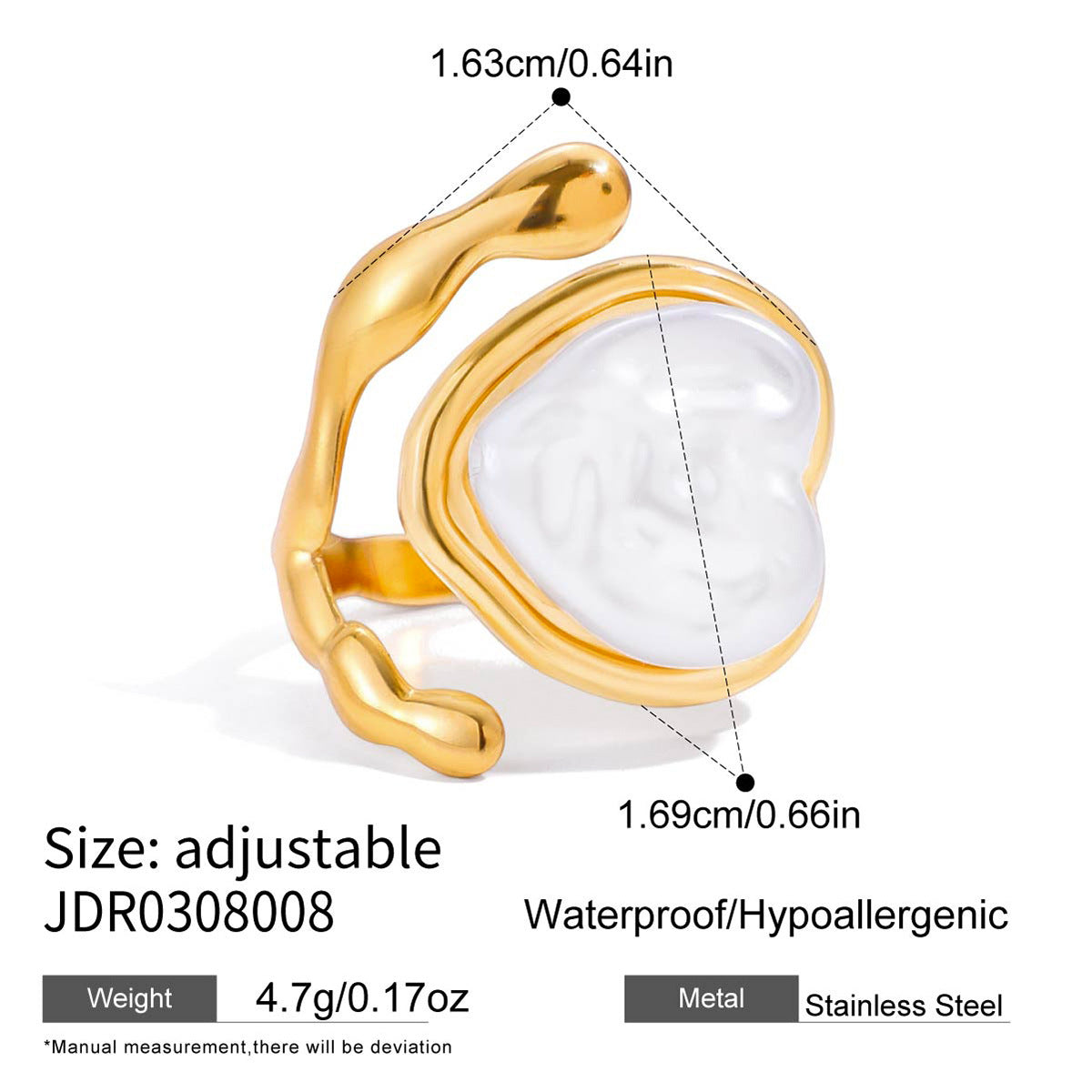 Elegante Anello in Acciaio al Titanio a Forma di Cuore con Finitura Placcata per Donna, Anello di Moda in Acciaio Inossidabile con un Fascino Lussuoso e Minimalista