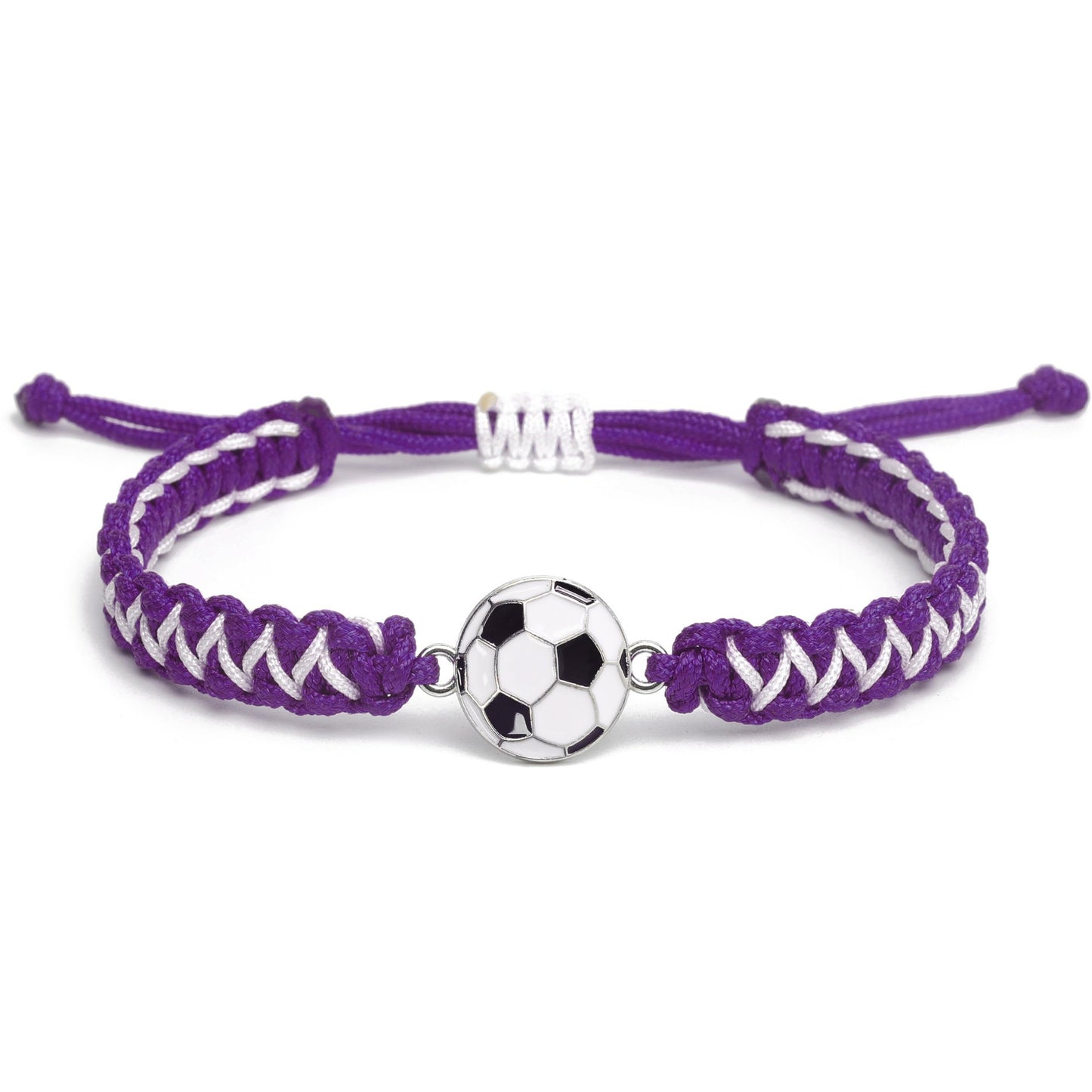 Sporty Color Block Handmade Braided Charm Bar Bracelet Unisex Adjustable
