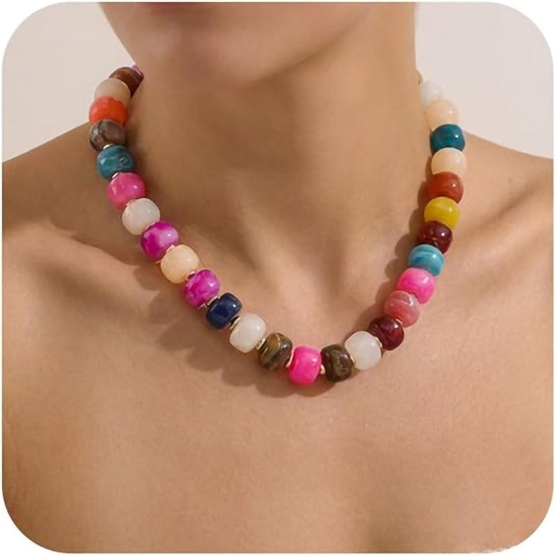 Bohemian Casual Geometric Resin Acrylic Necklace for Women