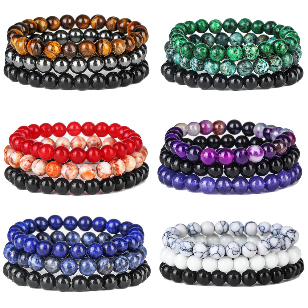 Minimalist Geometric Agate Plated Stretch Bracelet