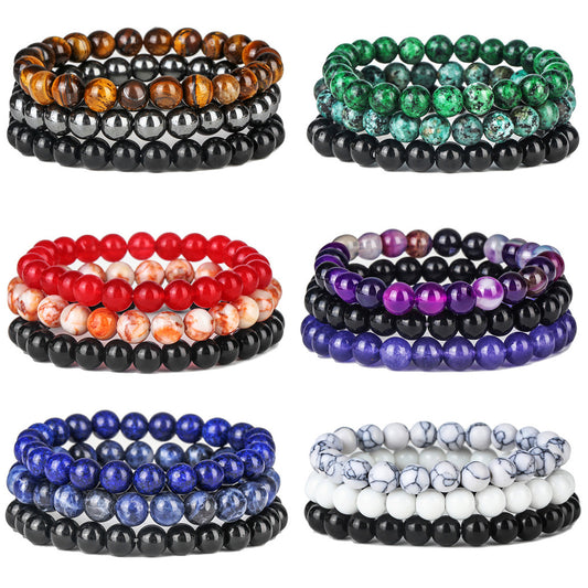 Minimalist Geometric Agate Plated Stretch Bracelet