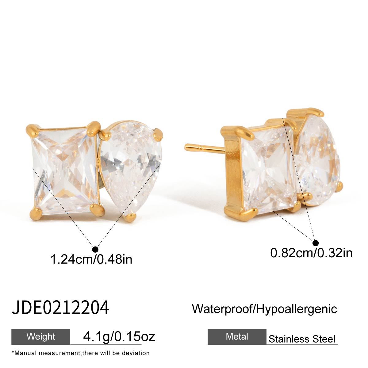 Minimalist Elegant Geometric Stainless Steel PVD Cubic Zirconia Earrings for Women