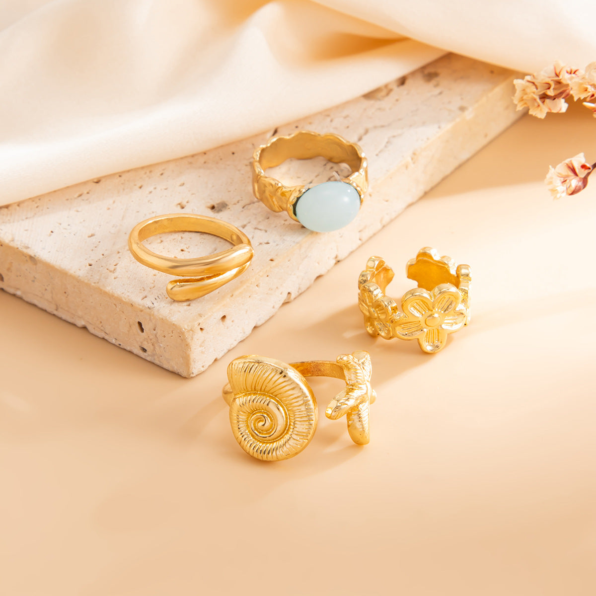 Sweet Floral Conch Zinc Alloy Acrylic Inlay Toe Ring for Women