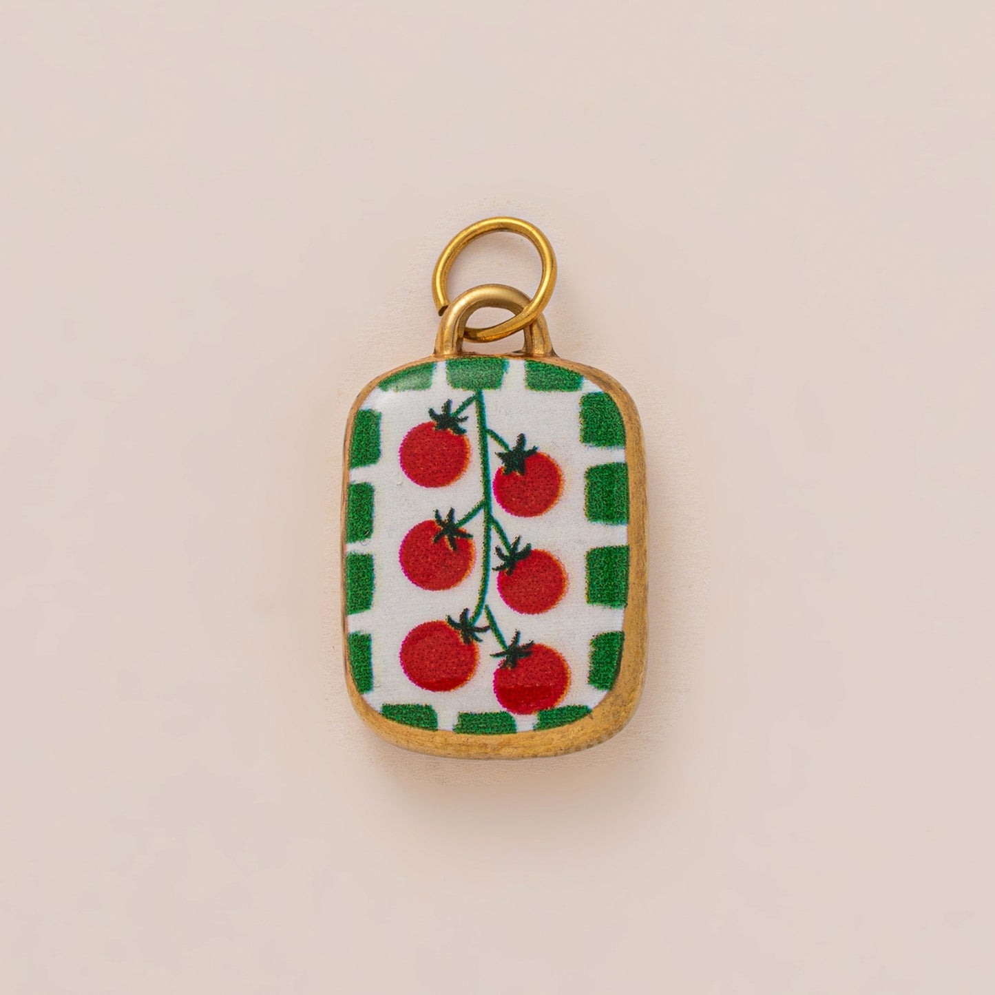 Vintage 18K Gold Plated Stainless Steel Irregular Canned Fish Charm Bar for Women
